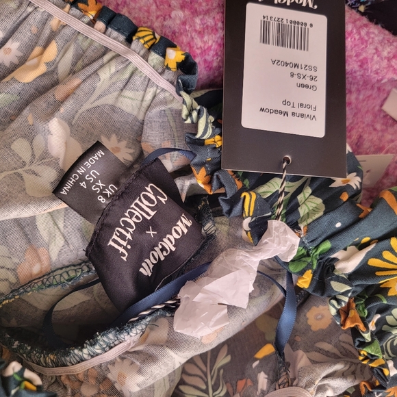 Modcloth x Collectif Peasant Top XS US 4 NWT - Picture 4 of 4